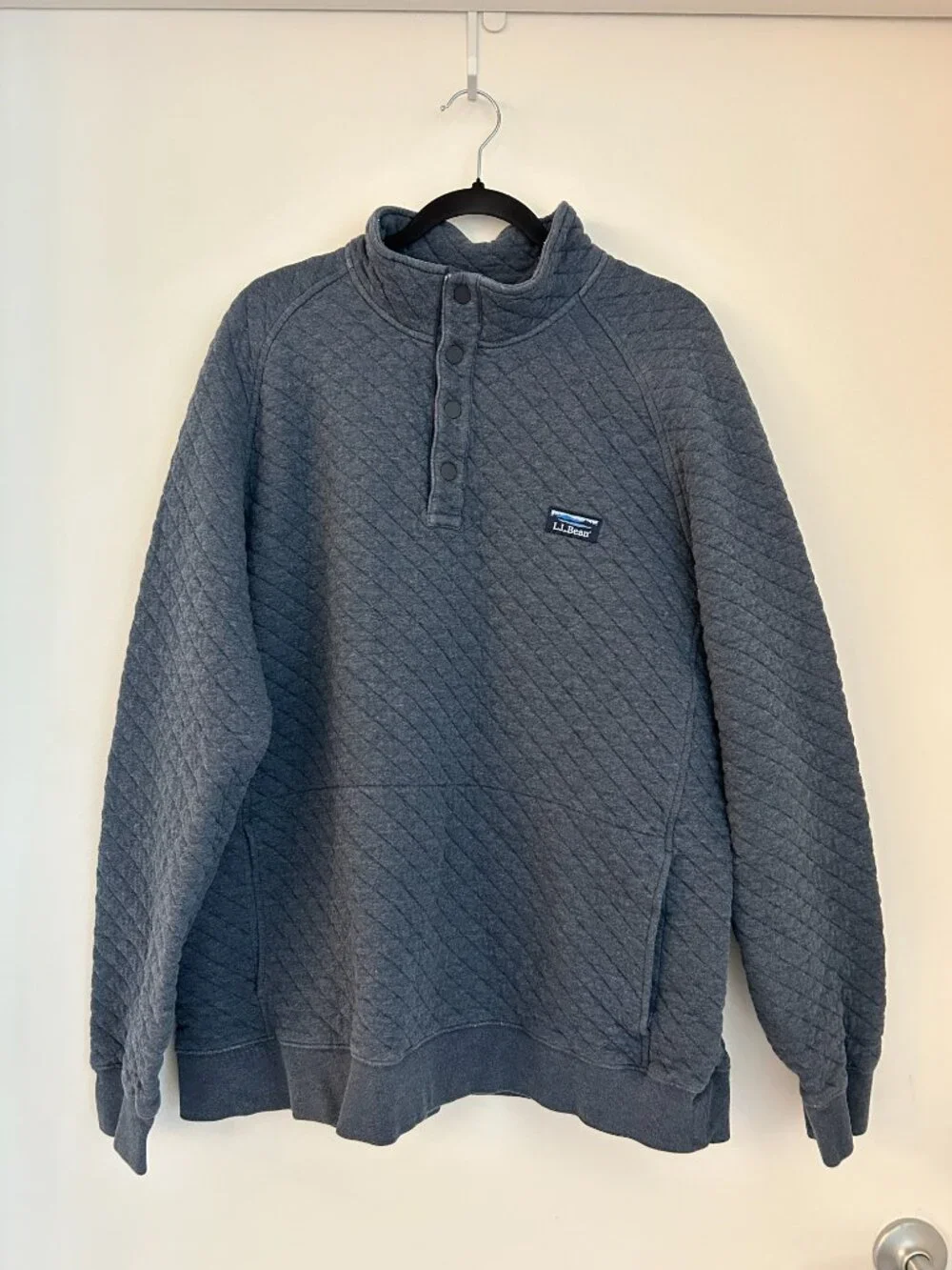 L.L. Bean Men's Men's Quilted Mockneck Sweatshirt Indigo Heather Size XL